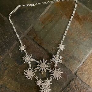 Silver Snowflake Statement Necklace - Women Jewelry